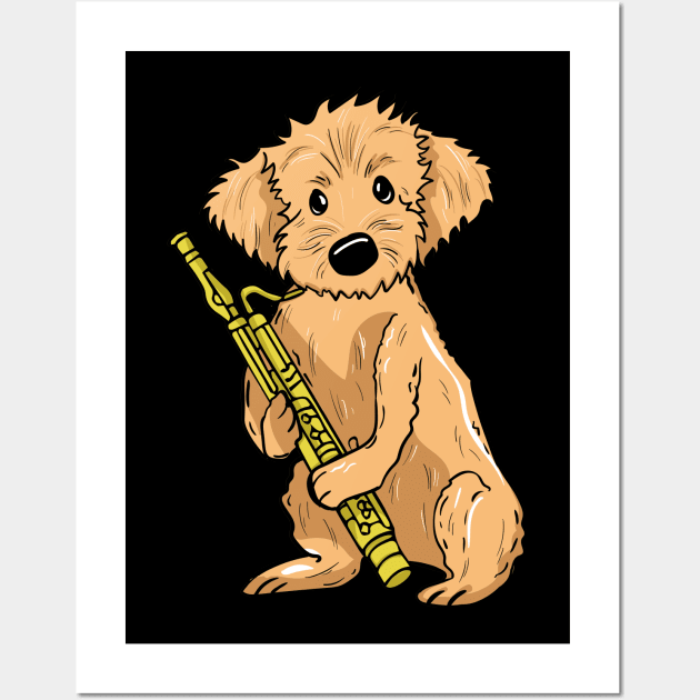 Goldendoodle Playing Bassoon Wall Art by LetsBeginDesigns